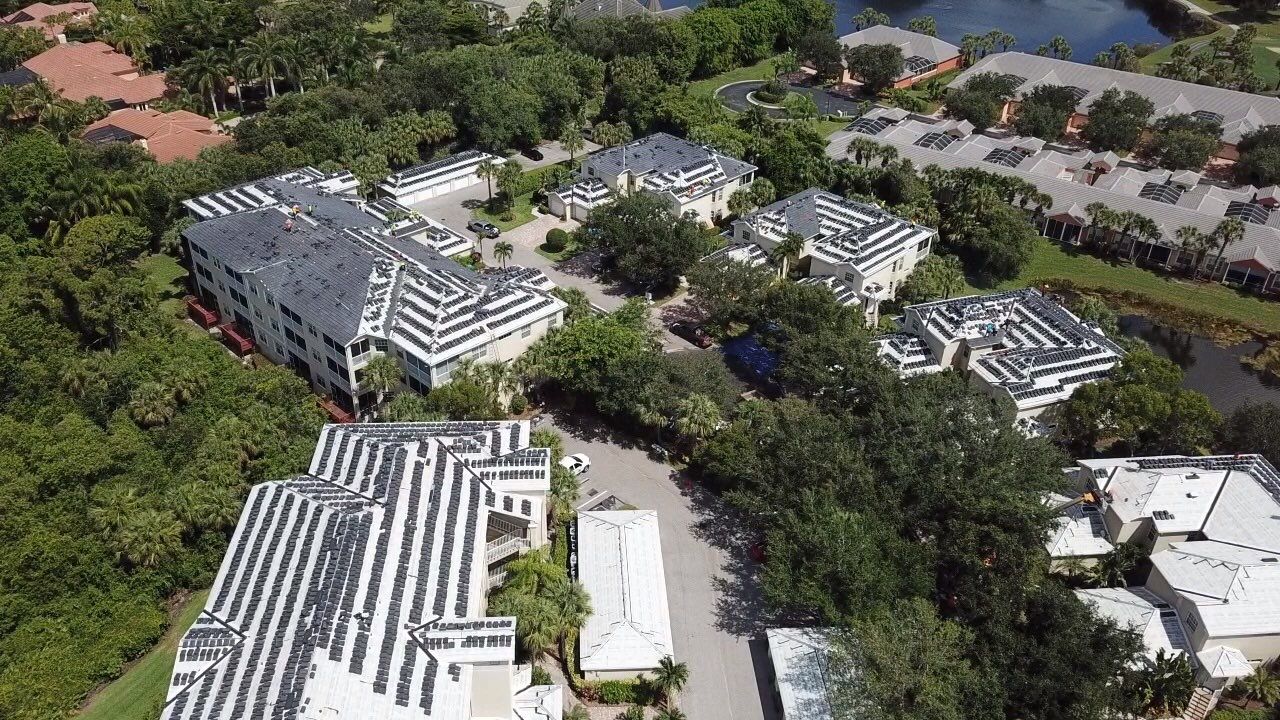 Pelican Landing reroof progress aerial